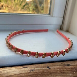 Anthropologie Thin Coral Rhinestone Headband